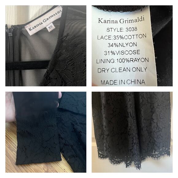 Karina Grimaldi Olivia Black Lace Mini Dress Size XS - Picture 8 of 12